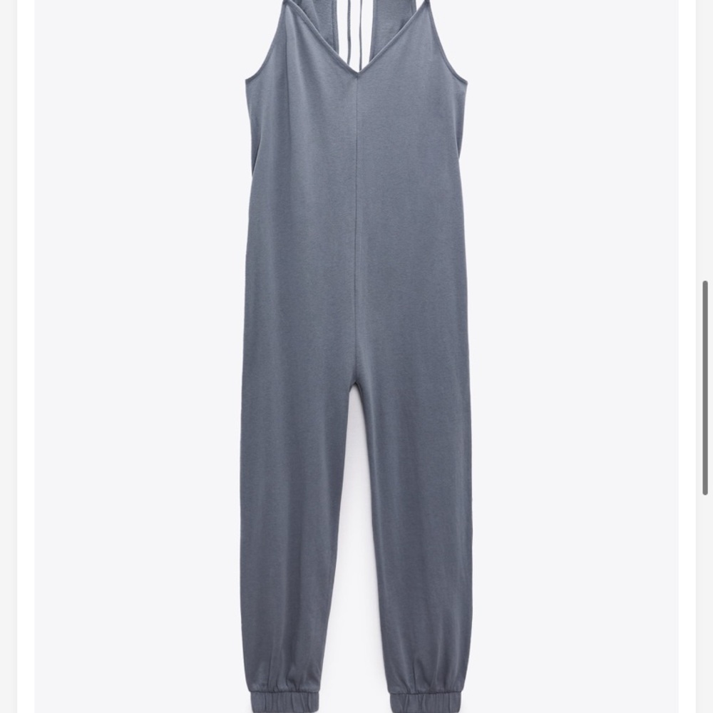 NWT Zara One Piece Jumpsuit Onsie Grey Blue Size S - Picture 4 of 10